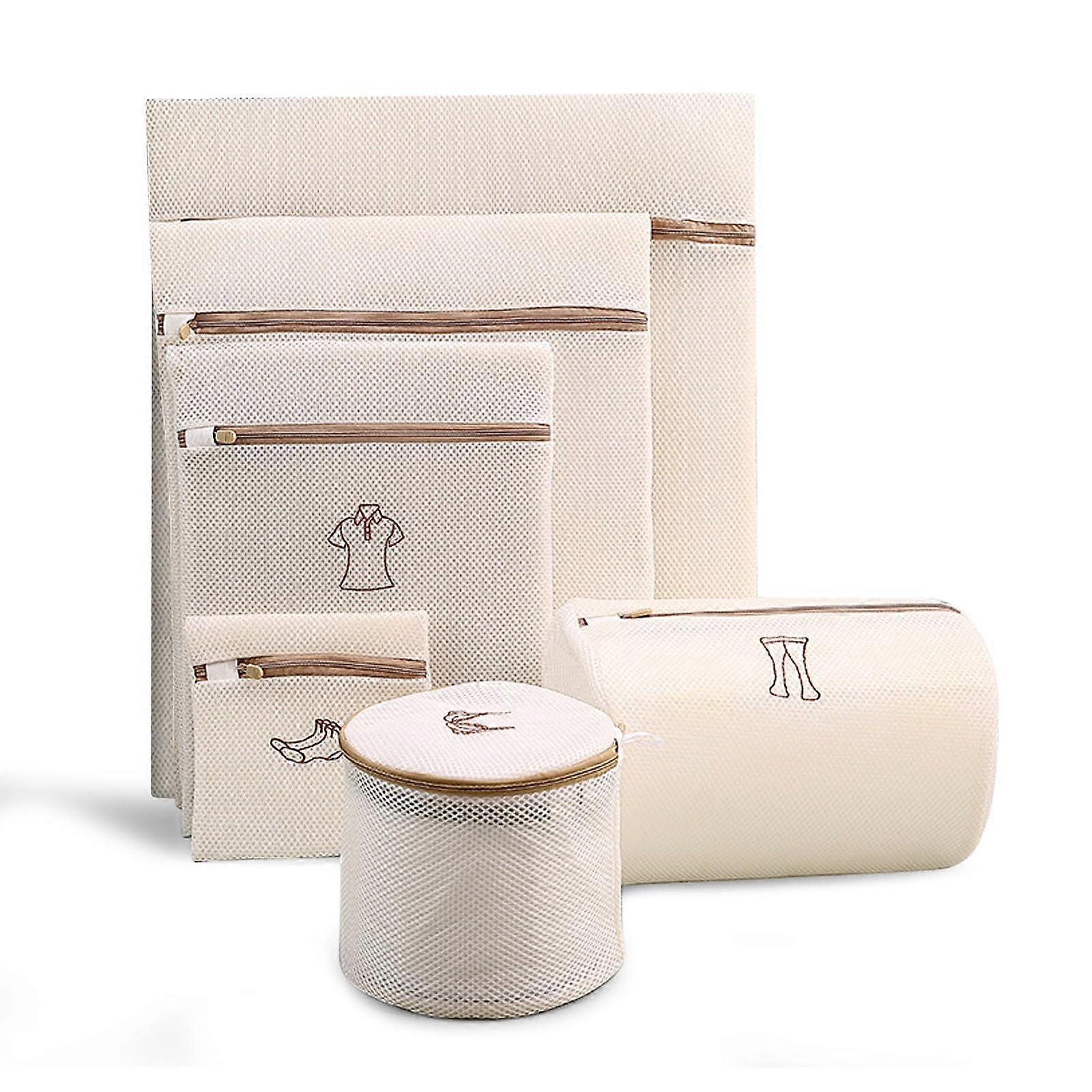 6 Pack Mesh Laundry Bags for Delicates with Zipper Closure, Durable Polyester Wash Bag Set