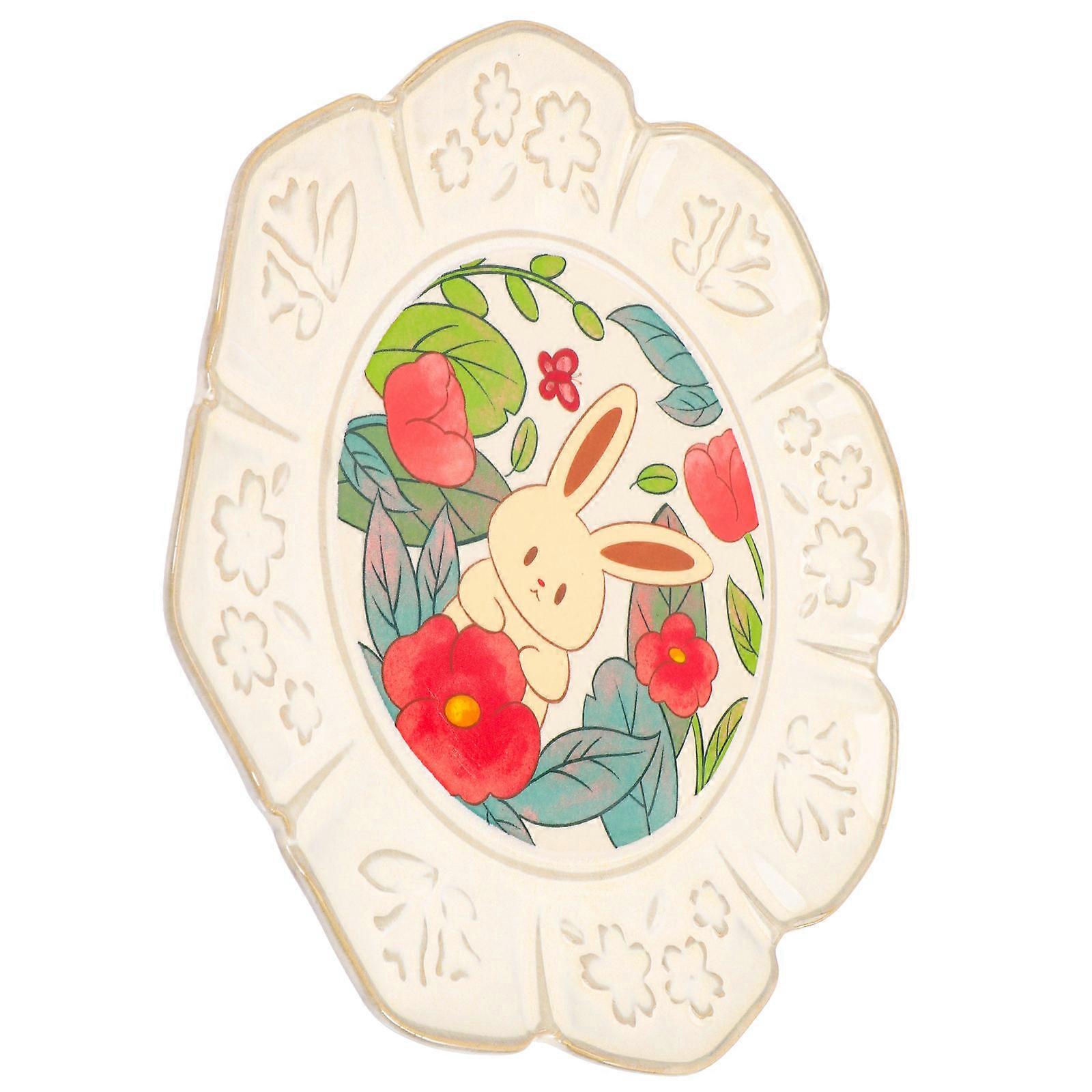 Rabbit Pattern Porcelain Plate Serving Plate for Home Use