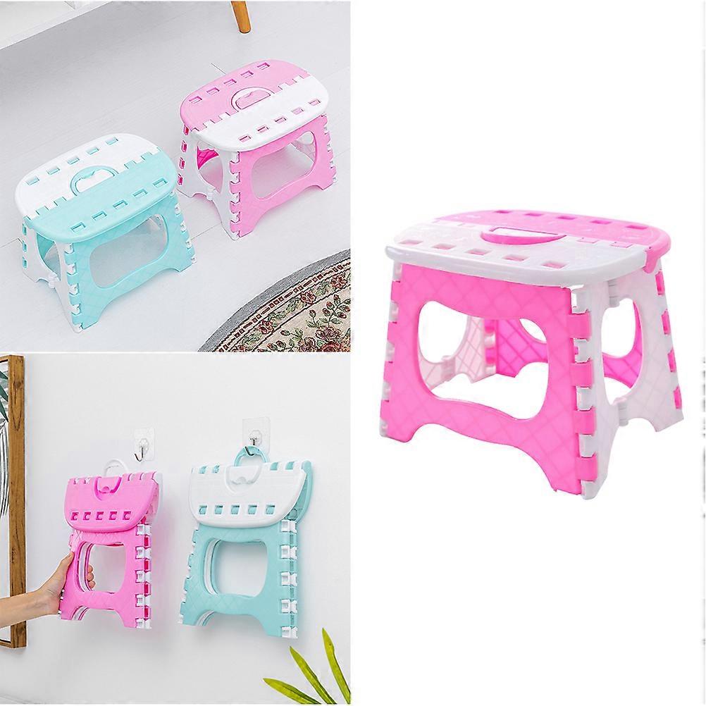 Portable Folding Stool Folding Stool for Travel Use Pink Plastic