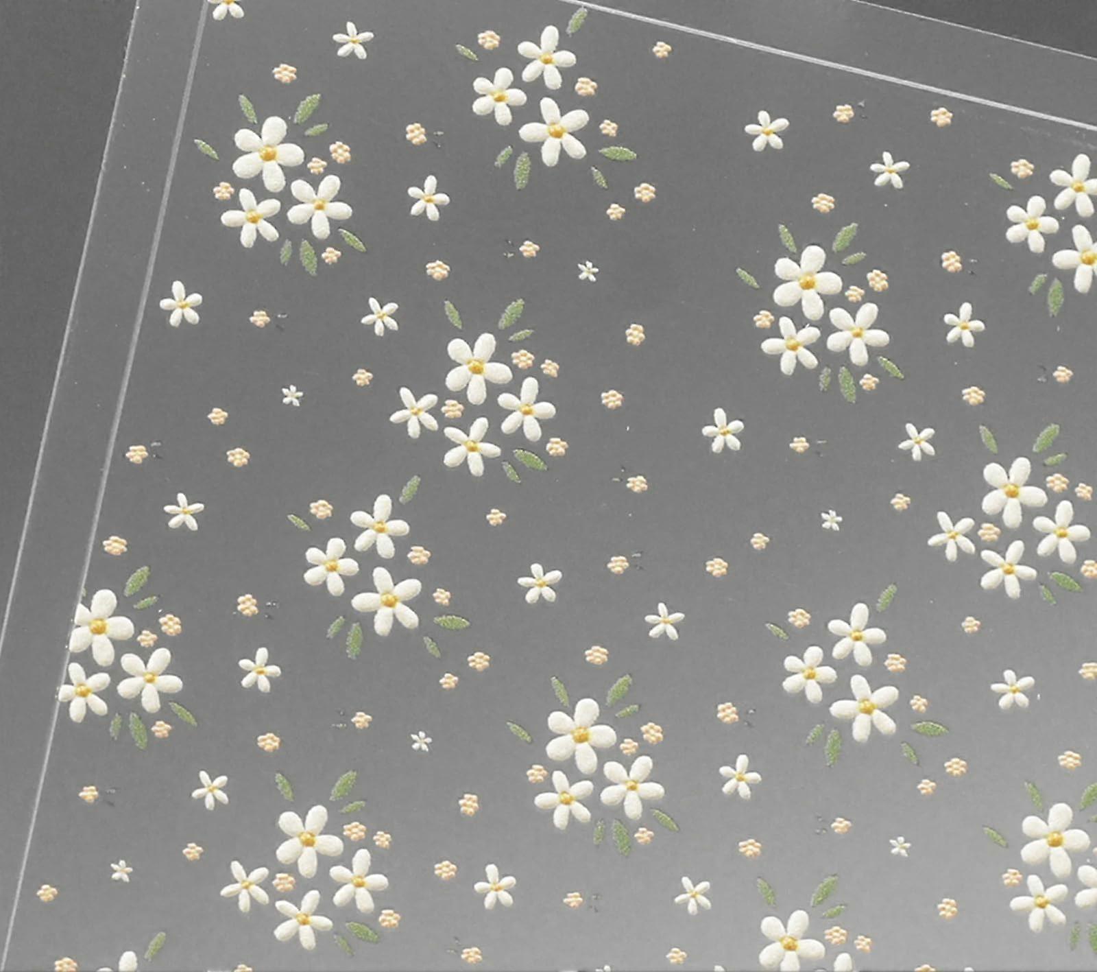 Embossed Flower Leaf Nail Art Decals Sheet with Small Stickers for Manicure