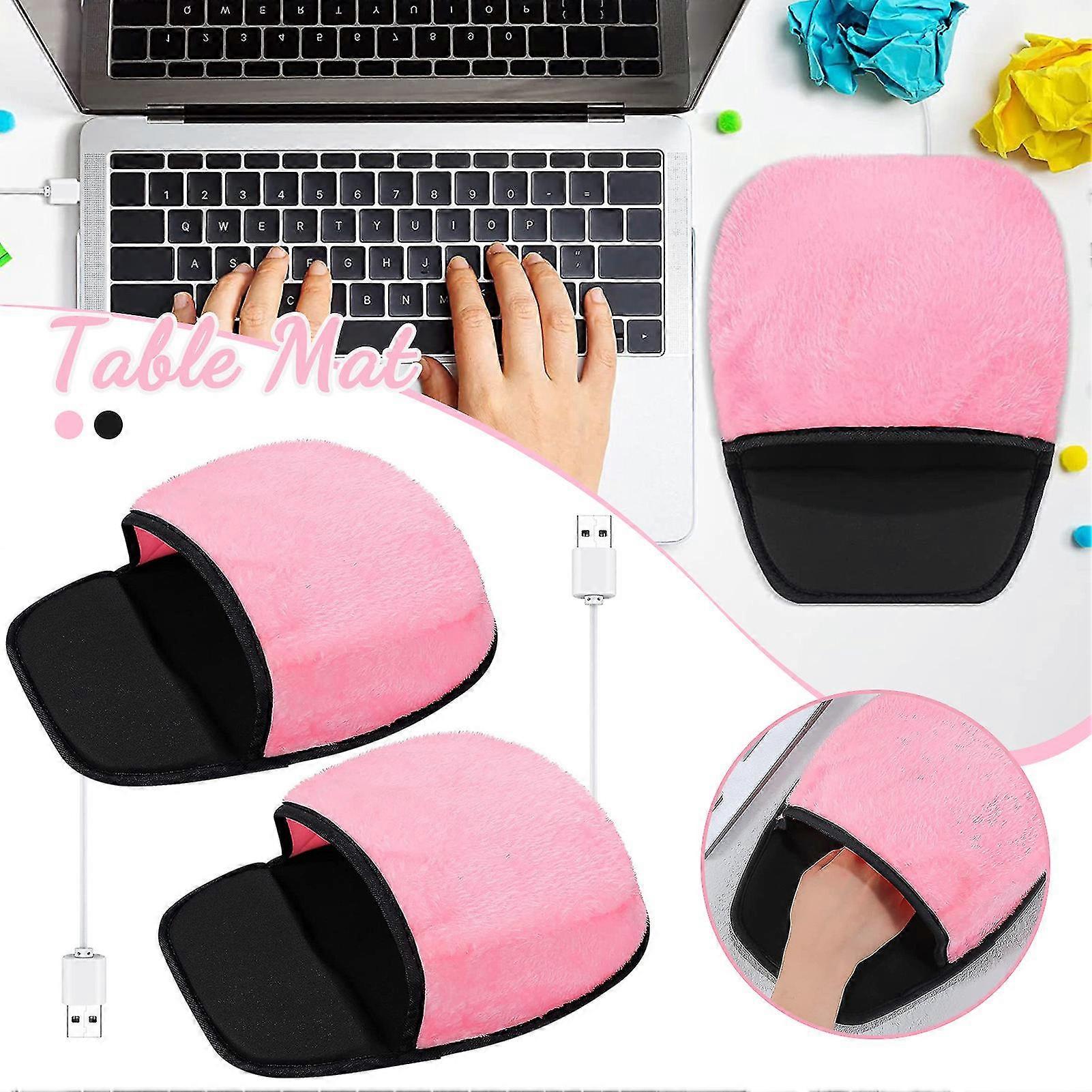USB Heated Mouse Pad Case for Winter Quick Heating Mouse Mat PC Laptops Supplies  Pink