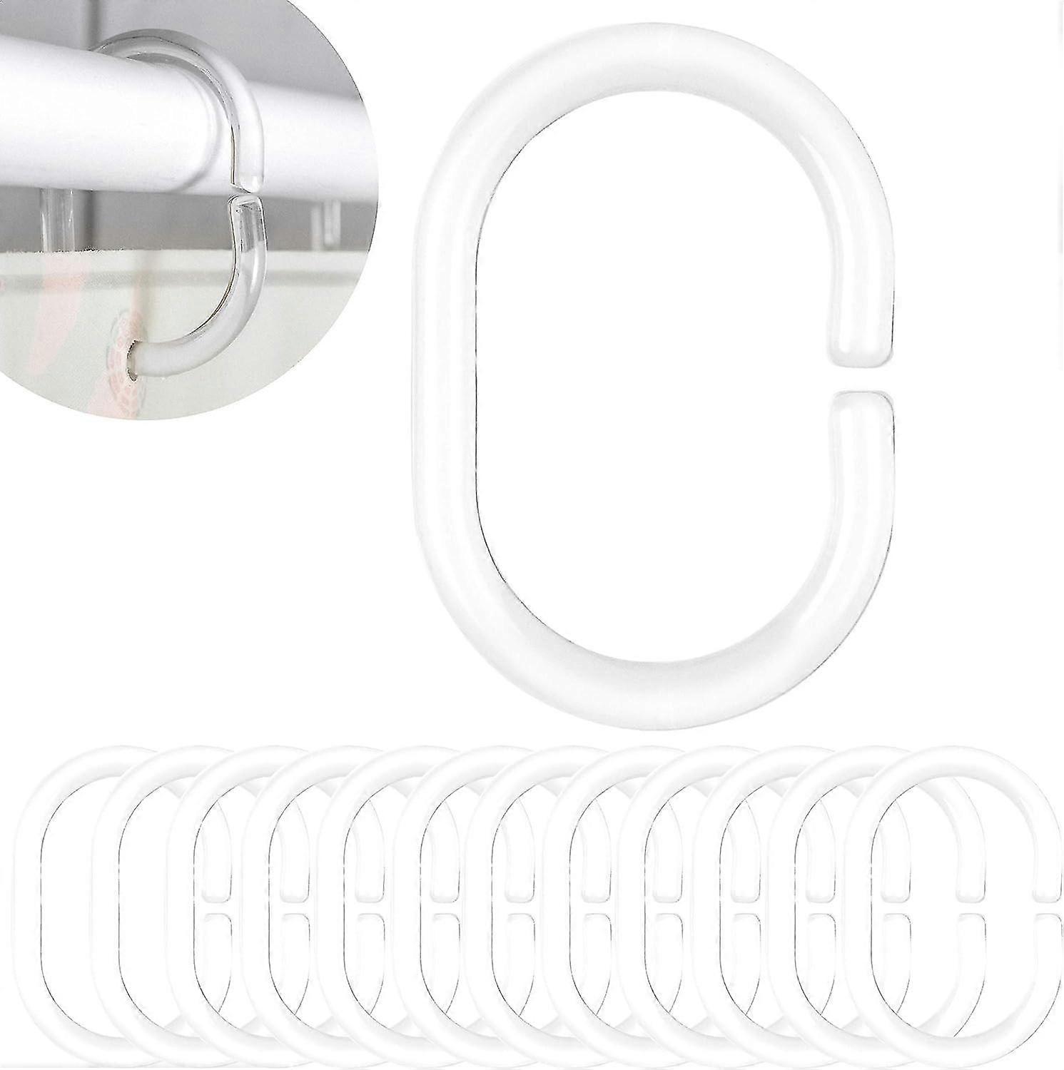 Clear Shower Curtain Rings, 12 Pack, Clear