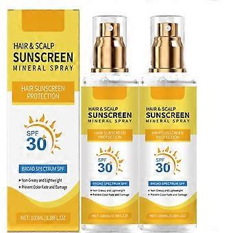 Scalp Sunscreen Spray SPF 30 UV Protection for Hair and Scalp, Prevents Color Fade, NonGreasy, 2pcs