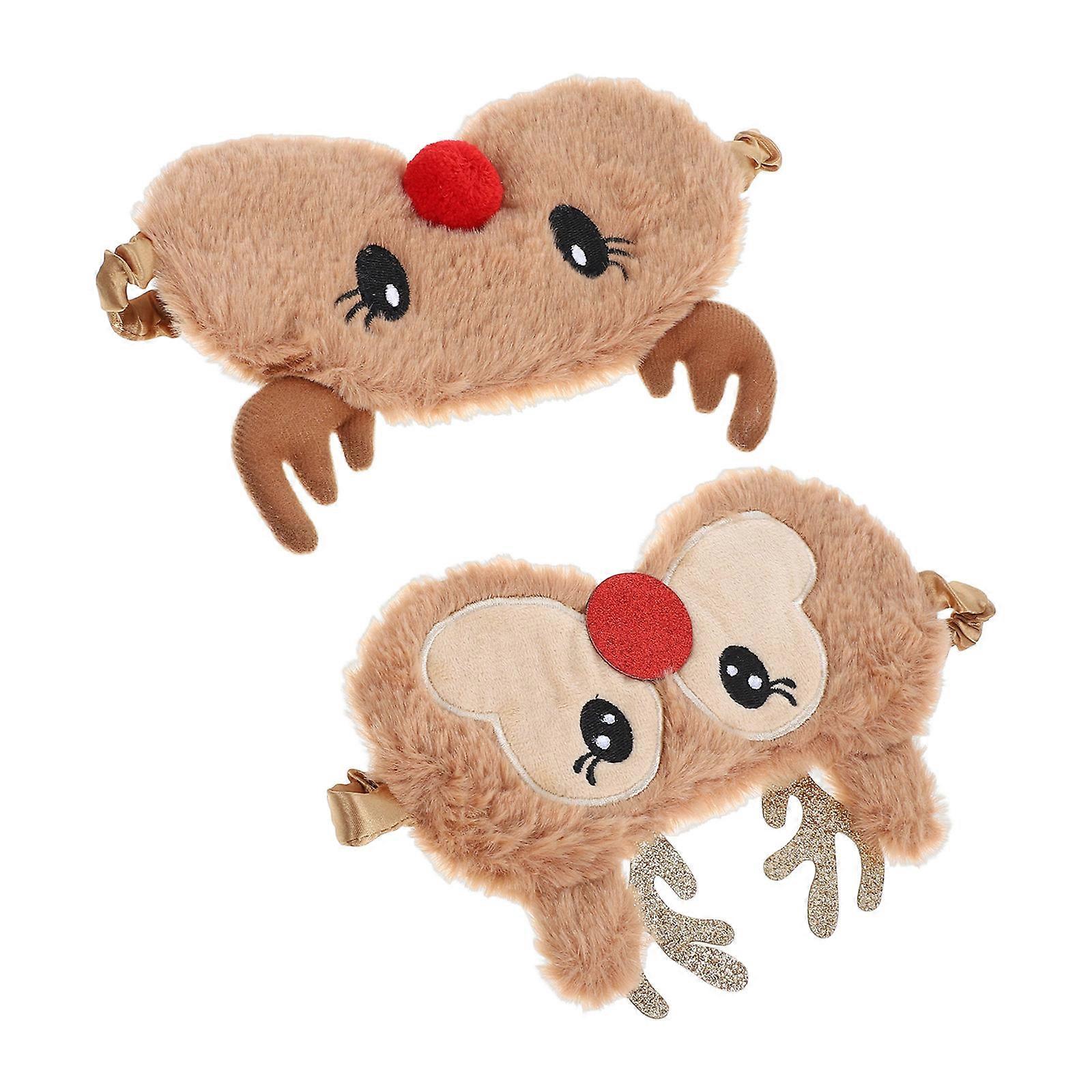 Sleeping Eye Mask Plush Eye Patch for Sleeping Use 2Pcs Deer Shaped Blindfold