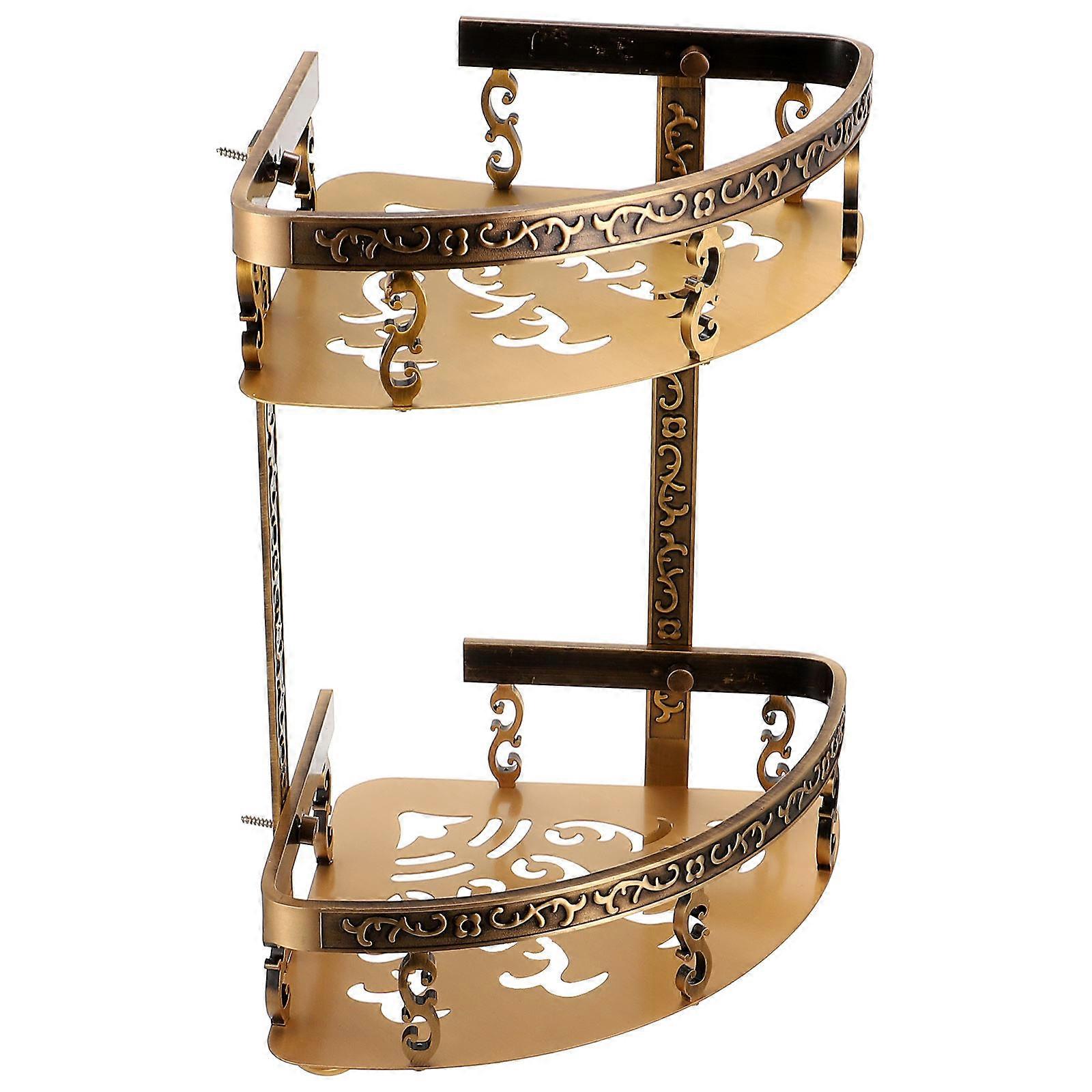 Bathroom Corner Shelf Aluminium Wall Mounted Storage Rack 2Sets for Organization