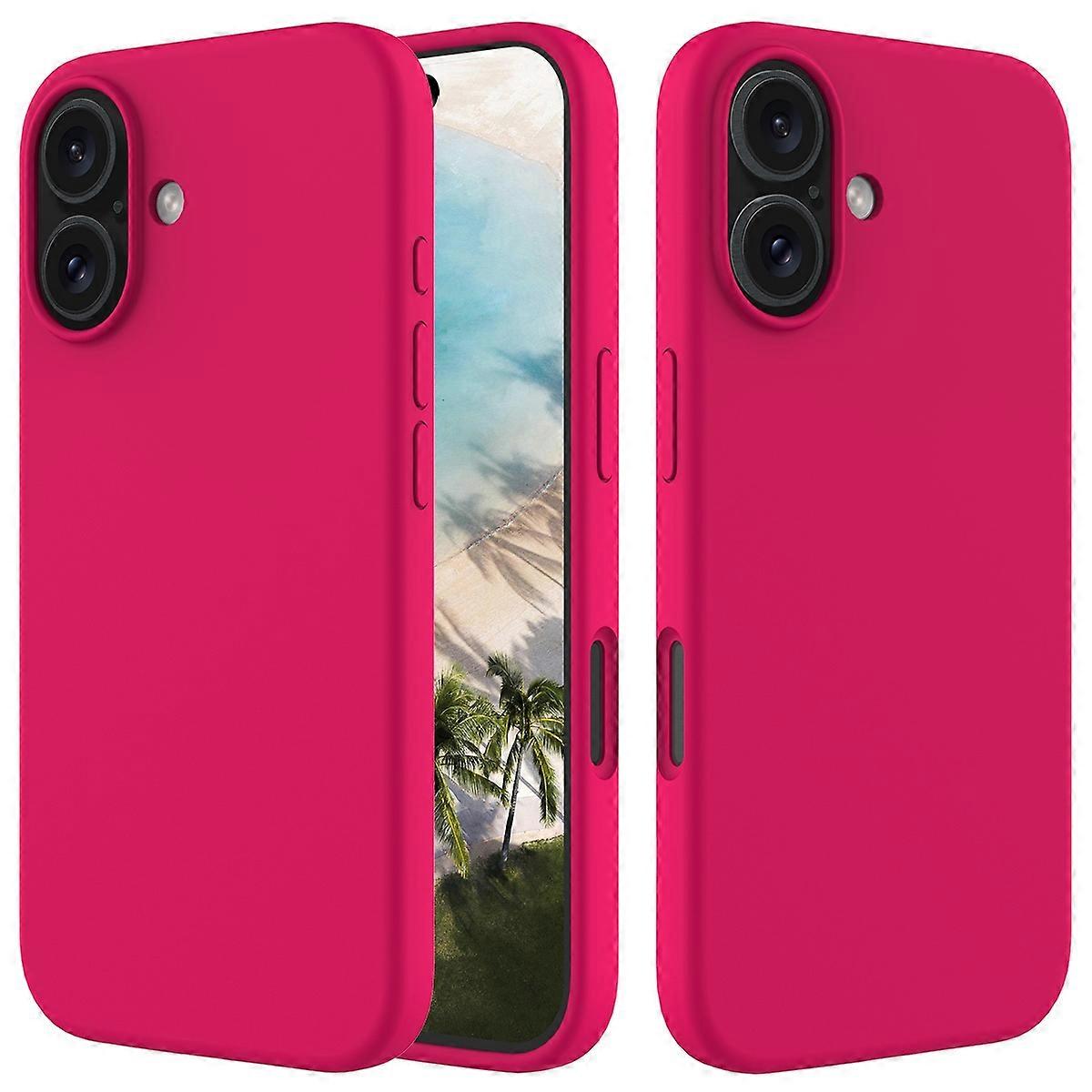 For iPhone 16 Case Liquid Silicone Soft Lining Shockproof Phone Cover - Rose