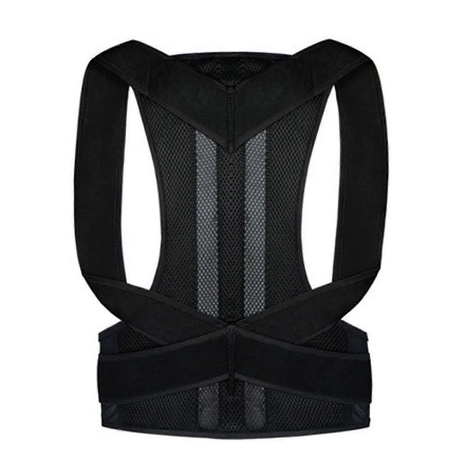 Posture Corrector with Adjustable Magnetic Therapy Back Support Brace, Elastic Shoulder Belt Black XX