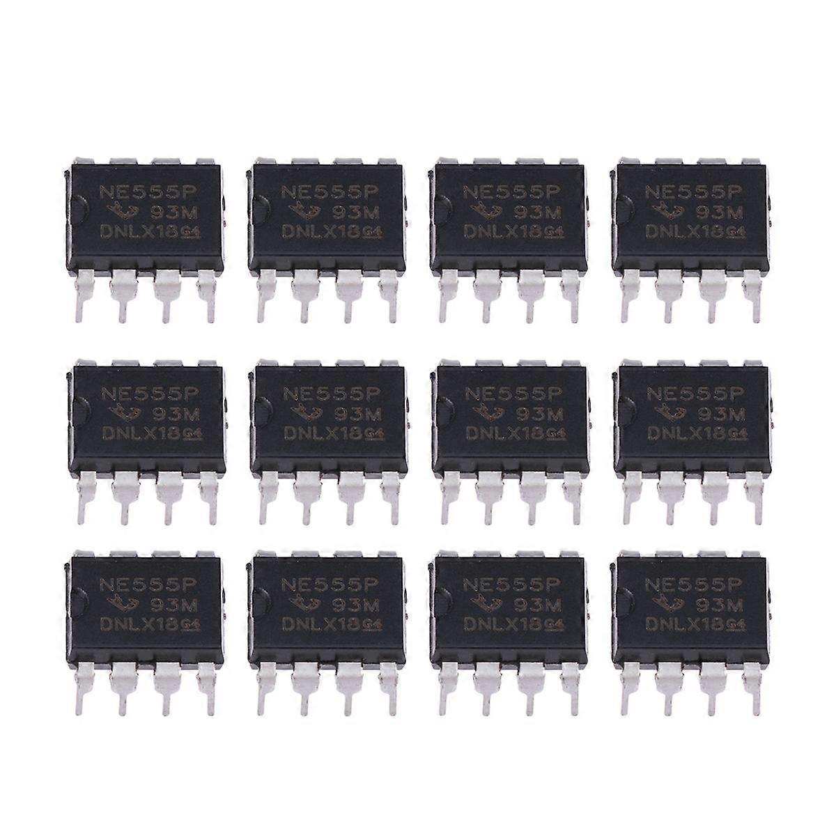 12pcs NE555P Highly Straight DIP-8 Single Bipolar Timer (Black)