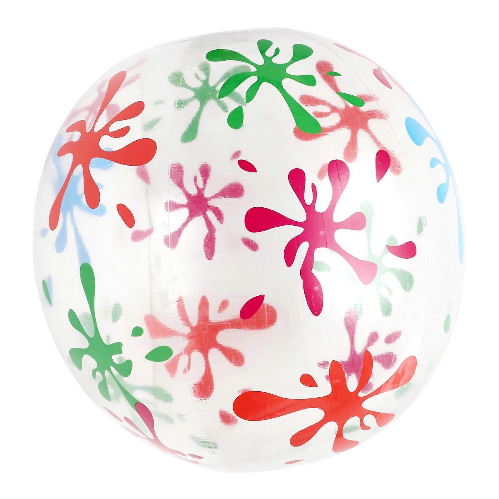 Inflatable Beach Ball with Bright Creative Pattern for Pool and Beach Fun, Transparent Elastic Design