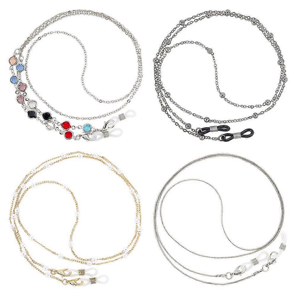4Pcs 4 Styles Eyeglasses Chains Glasses Chain Sunglasses Strap Eyewear Retainer Chain