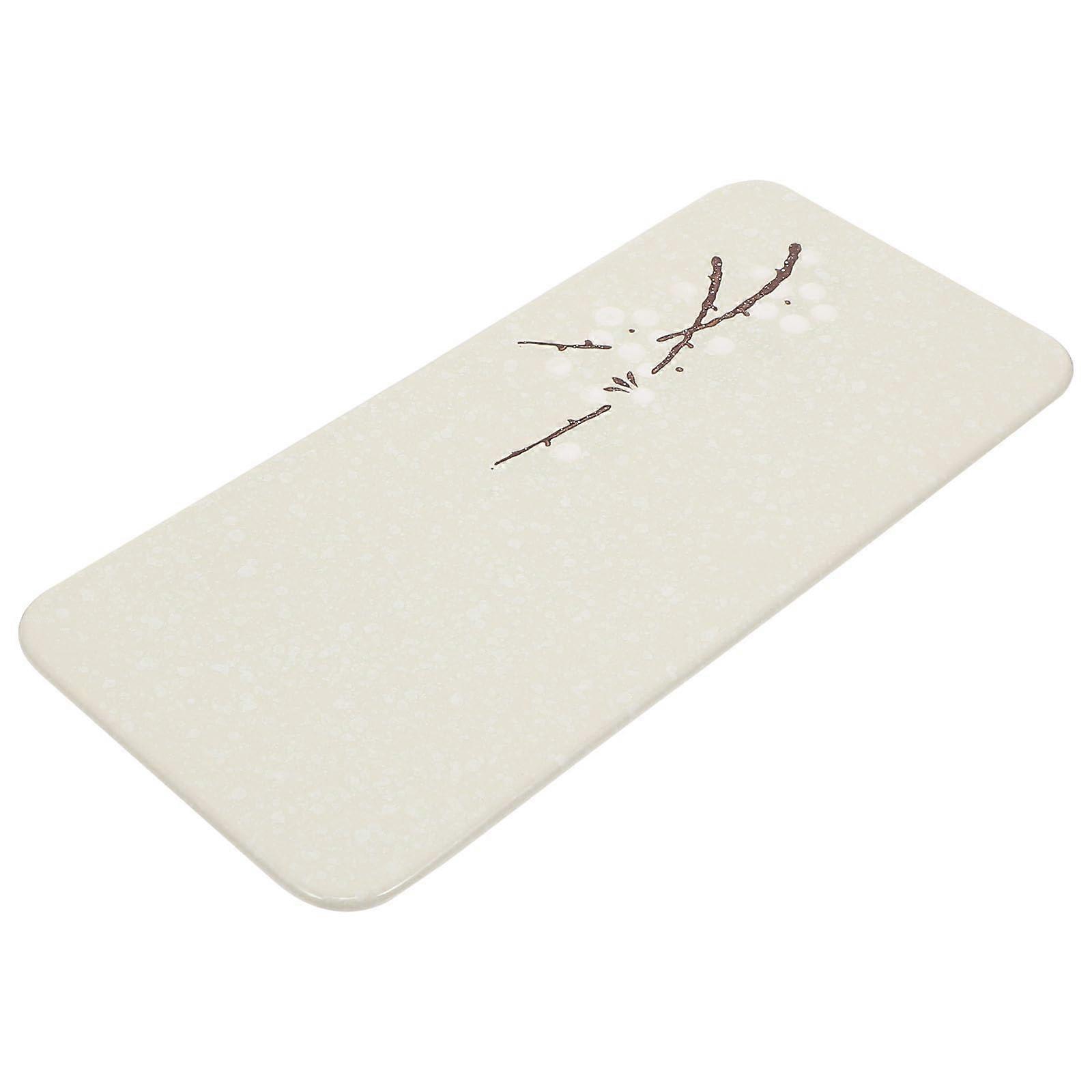 Japanese Style Ceramic Sushi Plate, Rectangular Porcelain Serving Dish for Home and Restaurant