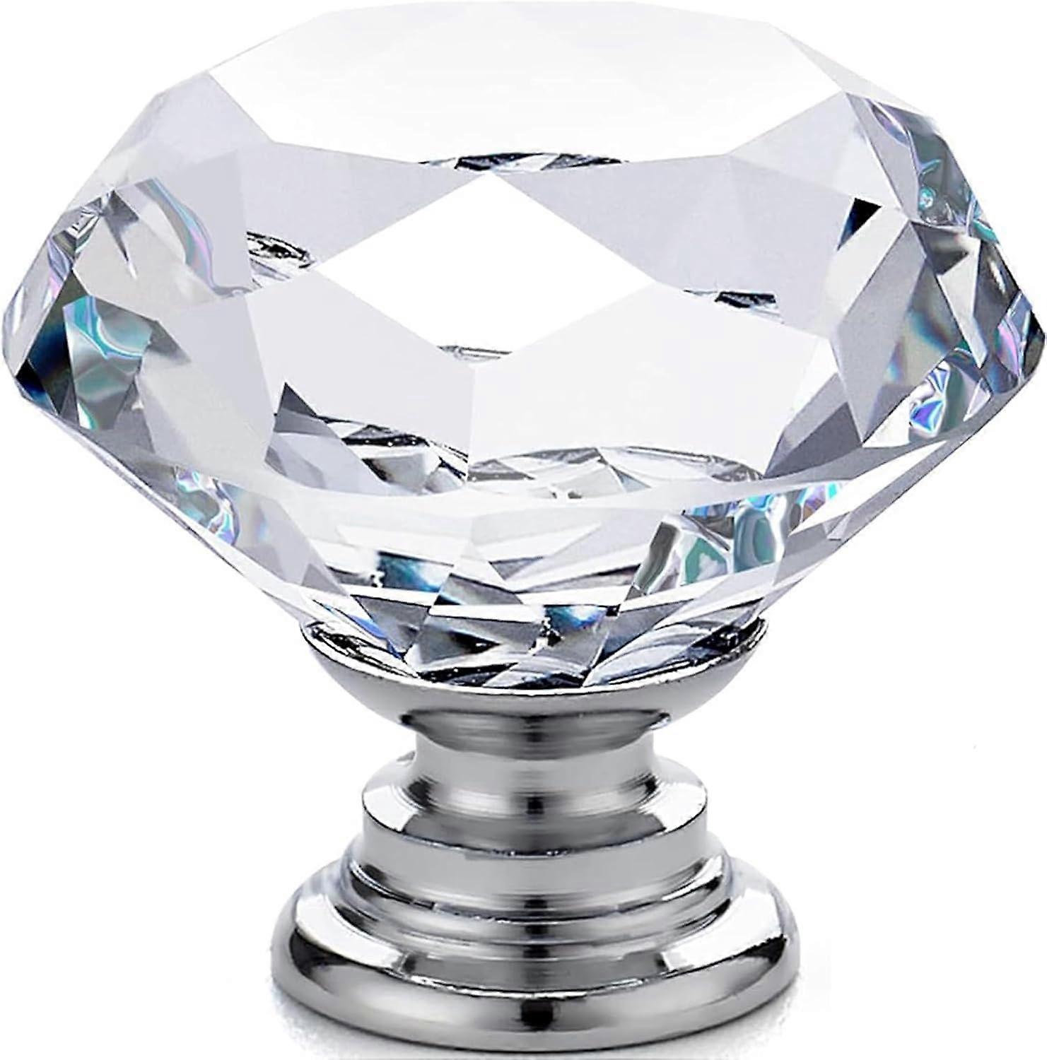 12pcs 30mm Diamond Crystal Drawer Knobs with Clear Cut Glass and Durable Alloy Base for Cabinets