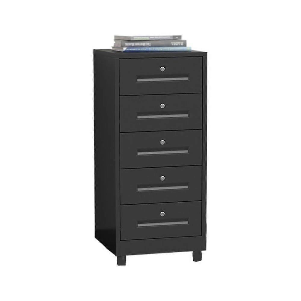 Black 5 Layer File Storage Cabinet with Large Capacity for Office and Study Organization