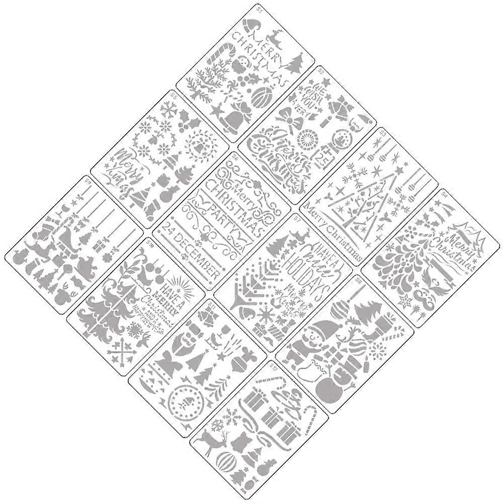 Christmas Stencils Drawing Template for Decoration 12Pcs Plastic Reusable