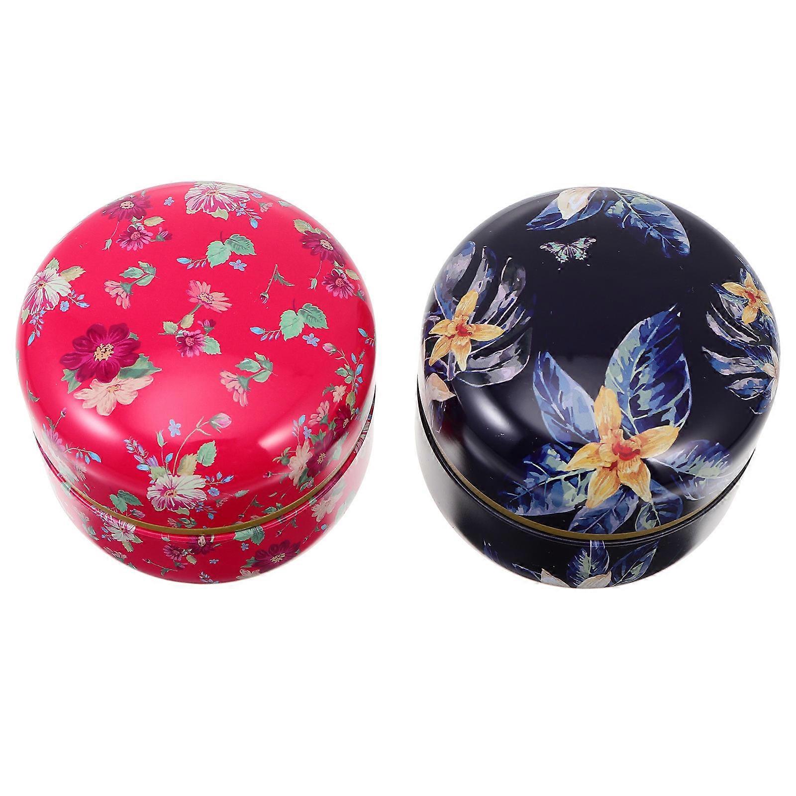 Scented Tea Boxes Tinplate Tea Can for Storage 2Pcs Packaging Containers