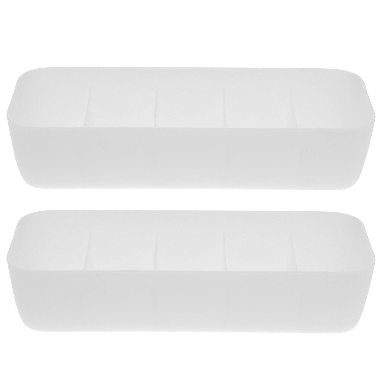 2pcs Plastic Stackable Clothes Storage Box 5 Compartments Drawer Organizer Socks Container (White)