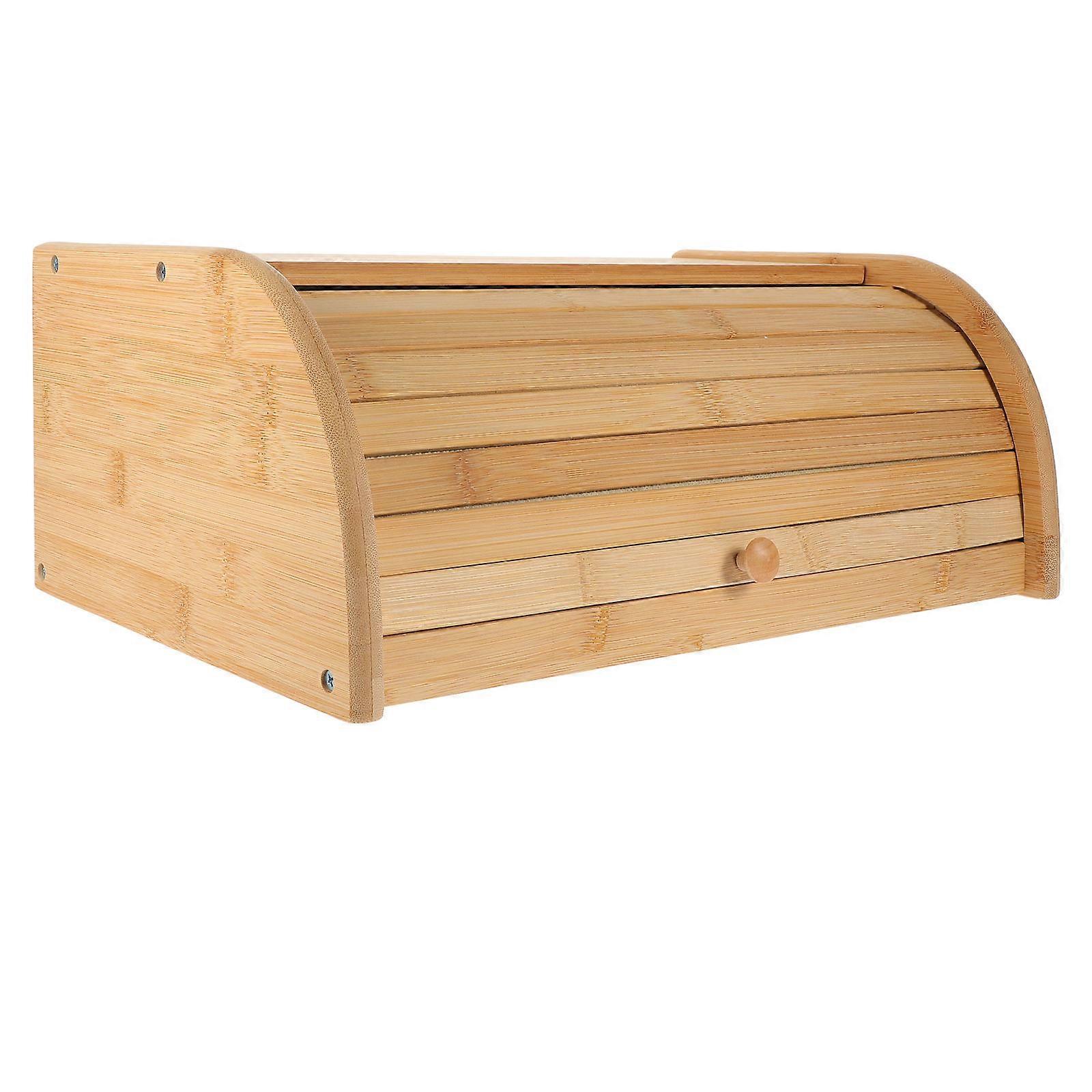 Bamboo Bread Box Wooden Kitchen Bread Container for Storage 1Pcs