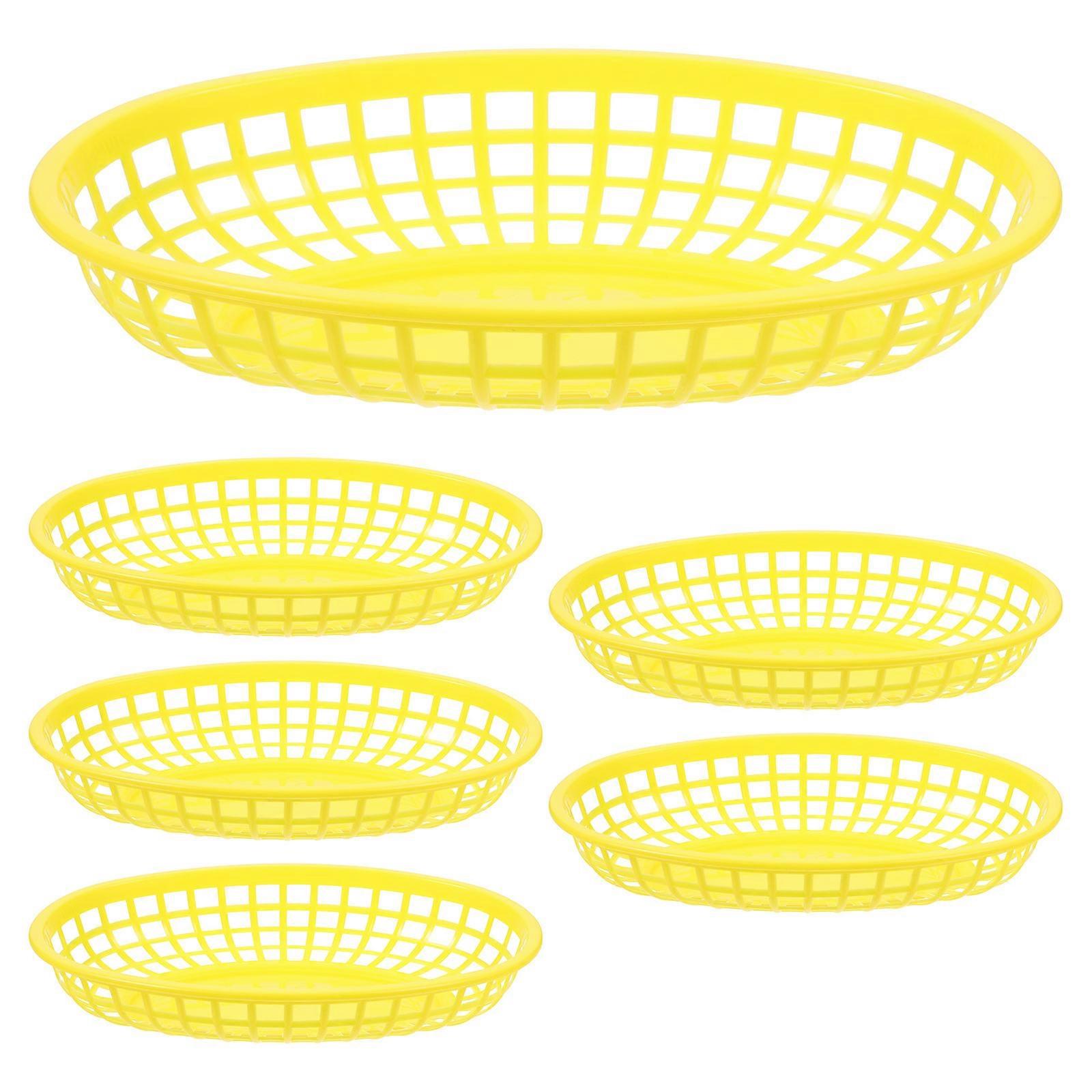 Yellow Snack Basket Multi-Function Oval Fruit Basket 6Pcs Set