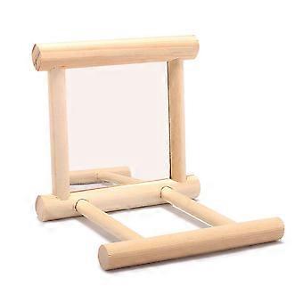 Wooden Bird Mirror Interactive Play Toy With Perch Parrot Budgies G8N8 ForU:K