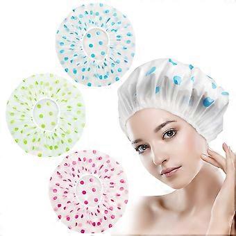 Pack Of 3 Shower Cap,reusable Waterproof Shower Caps,plastic Shower Cap,elastic Bath Cap,night Headwear, Soft Hair