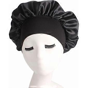 Shower CapSatin Night Cap for Men and Women Sleeping Cap Solid Material Unisex - Type BK