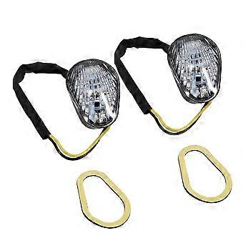 1 Pair Amber LED Turn Signal Light Indicator Lamp Flush Mount For Yamaha YZF R1 R6 R6S Clear