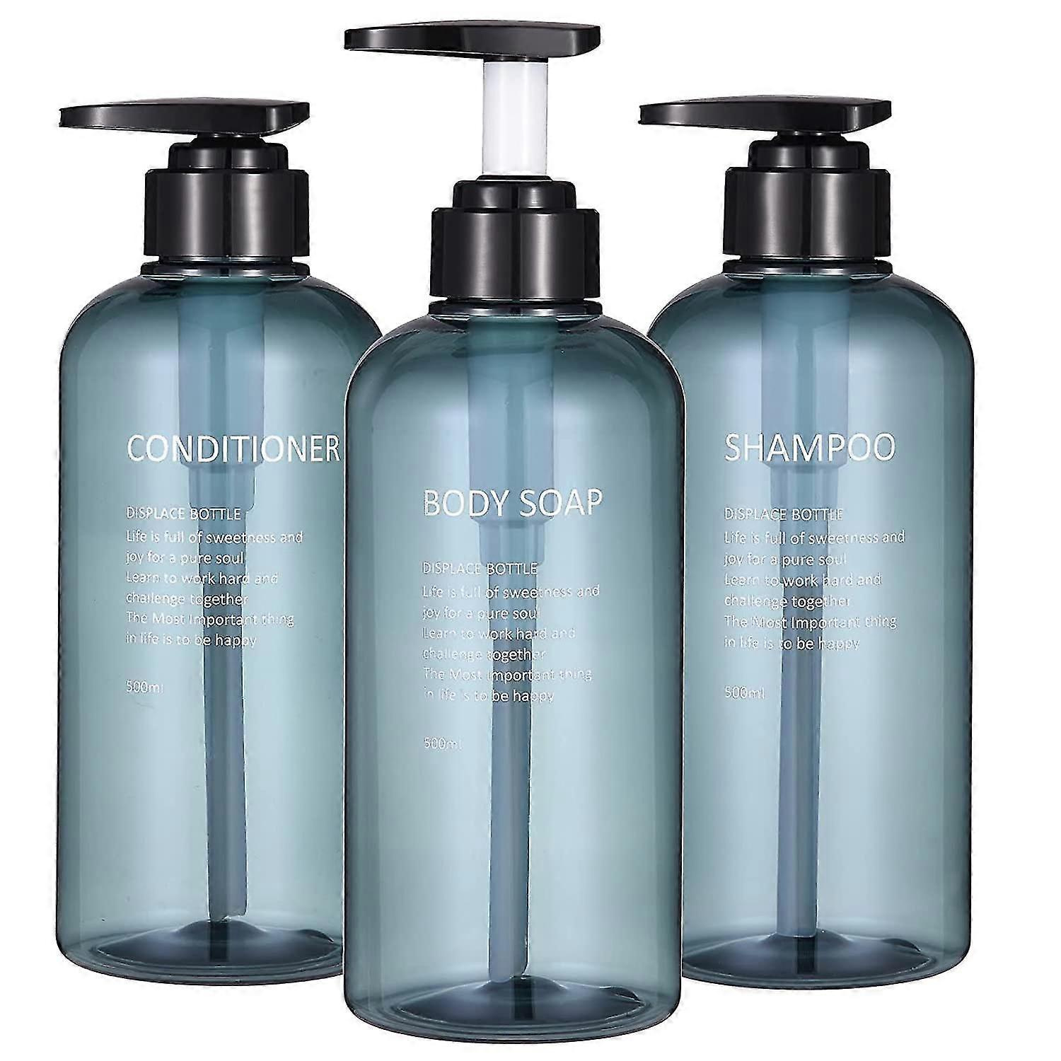 Shampoo And Conditioner Dispenser Bottles-3pcs 16.9oz/500ml Plastic Empty Refillable Pump Lotion Bottle Container