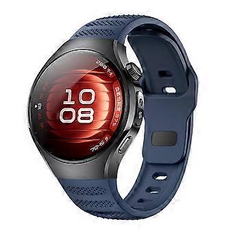For Huawei Watch 5 42mm Polka Dot Design Buckle Silicone Replacement Arm Band Dark Blue