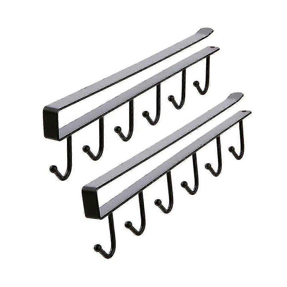 2pcs Wardrobe Hanging Hook Iron Storage Hook Multi Function Hanging Hooks (black)