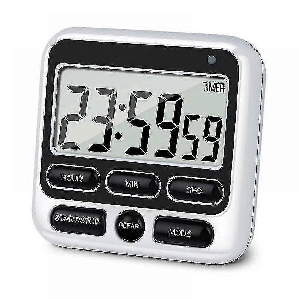 Large Lcd Digital Kitchen Timer Countdown 24 Hours Magnetic Timer, Student And Child Learning Reminder Timer. (Black)