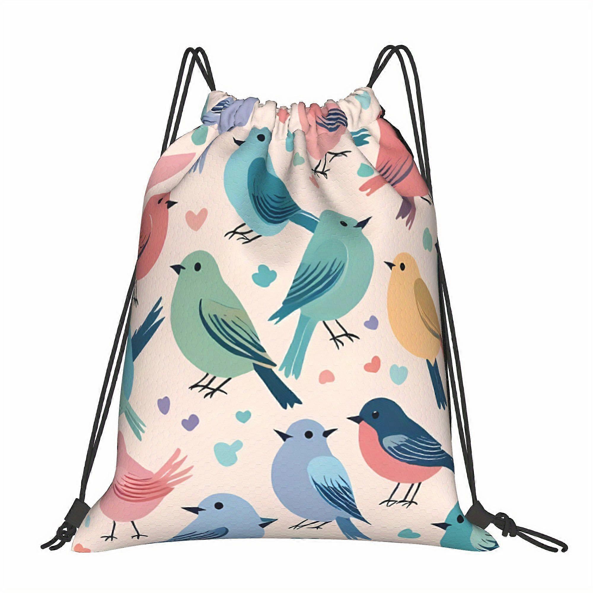 Art Bird Drawstring Bags-Dwazs