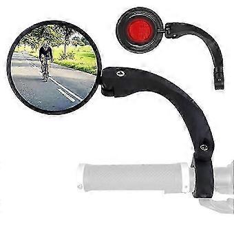 Bicycle Rearview Mirror HD Convex 360 Degree Swivel, Universal Left and Right with Rear Reflector, Fits Handlebar 21-26mm
