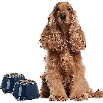 DogCentre 2x 0,6L Dunkelblau Spaniel Hund Welpennäpfe Rutschfestes Tierfutter Wasserschalen Set Banmo