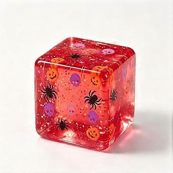 Halloween Spooky Glitter Squishy Kub 5,5 cm, Långsamt Rising Squeeze Fidget Leksak med Pumpa Spindel Dödskalle Dekor, Gotiska Stressbollar för Vuxna, Halloween