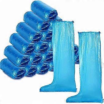 Disposable Plastic Boot Covers 20 Pairs Long Waterproof Over-the-Knee PE Shoe Protectors for Rain Snow Hiking Travel Cleaning