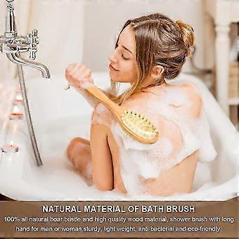 Houten borstel badborstel voor rug scrubber, dubbele massage bad borstel
