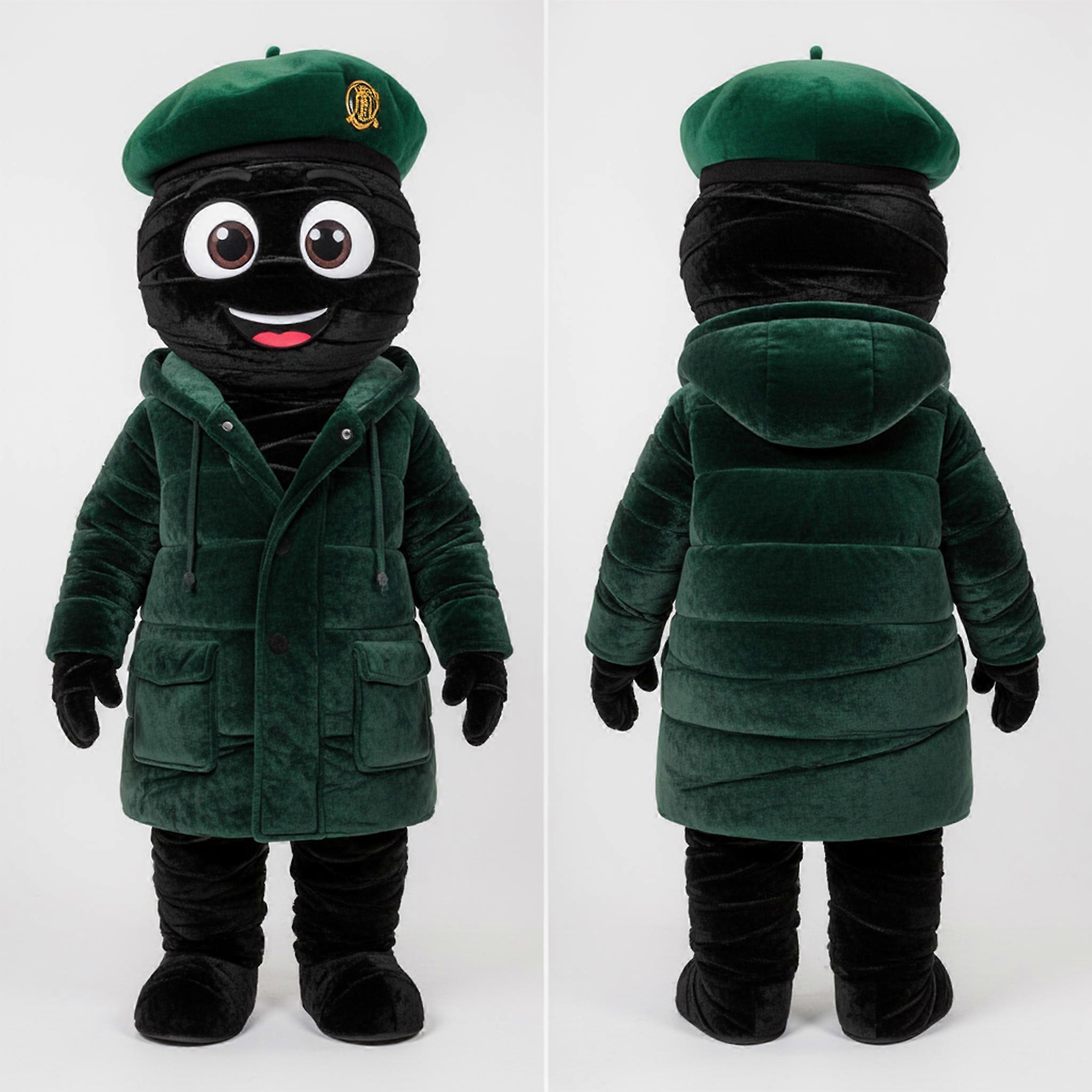 MASTICOT Deep Green Velvety Mummy Mascot