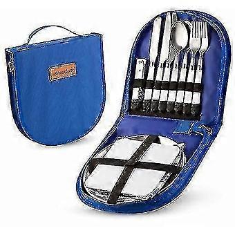 Camping Picnic Utensil Cutlery Organizer Set with Storage Travel Case