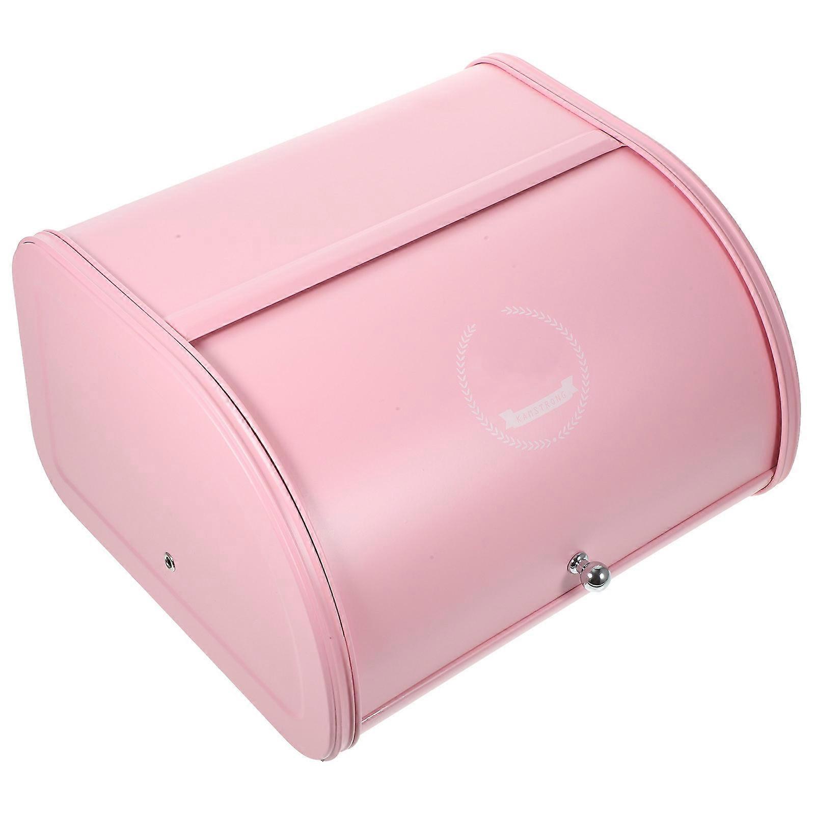 Kitchen Storage Iron Bread Box for Non Base Roll Pink