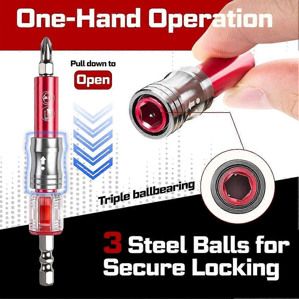 Woodworking Extension Bar Socket with Magnetizier, 1/4" Hex, Quick Release Driver Bit Holder