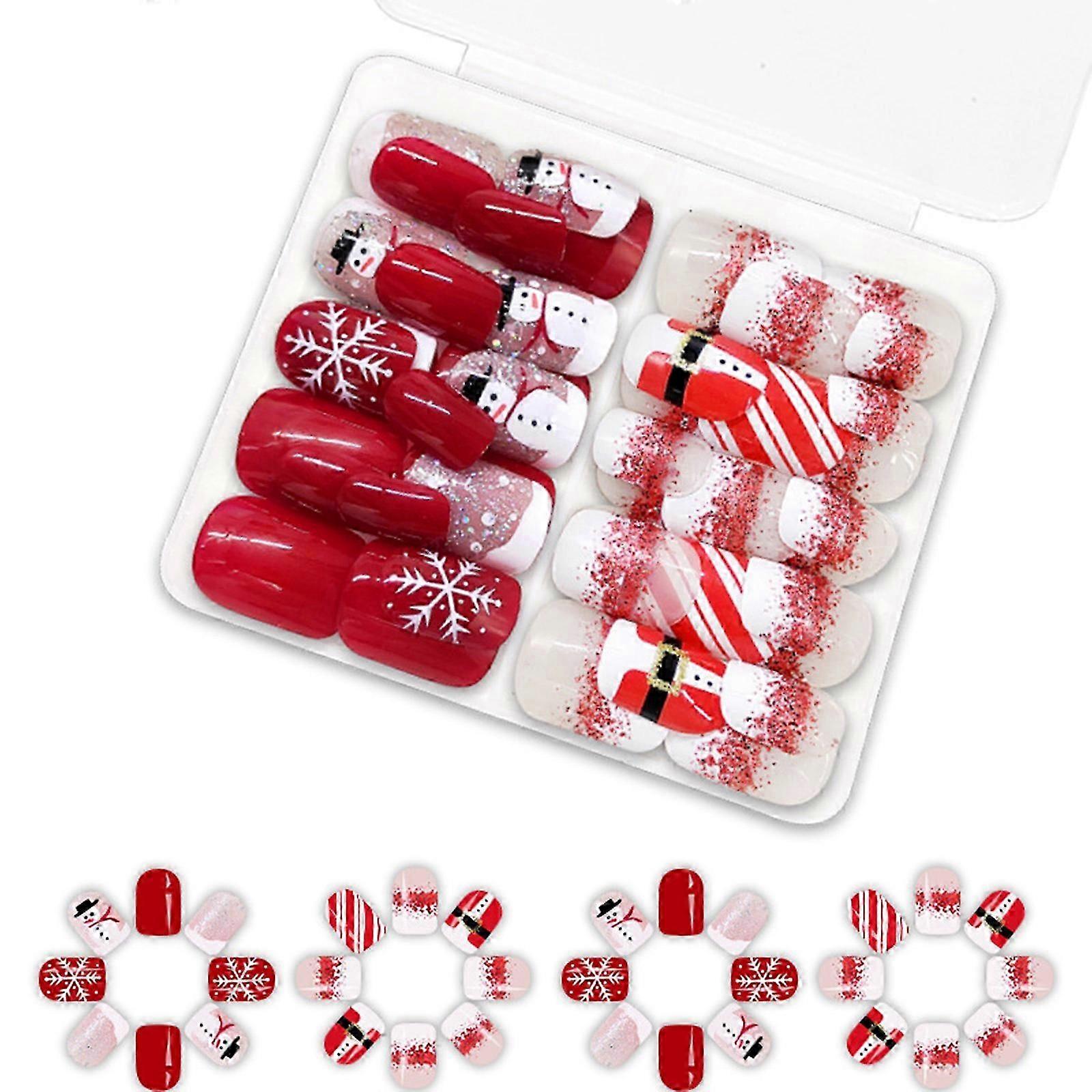 48Pcs Winter-Themed Press On Nails