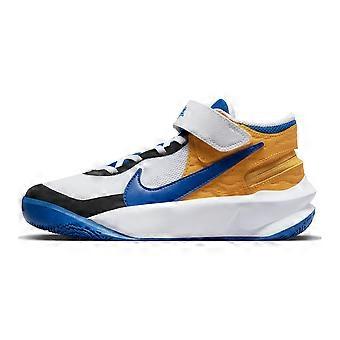 Nike Team Hustle D 10 Flyease Breathable Support Mid top Basketball Shoes White Blue Unisex DZ2760-141