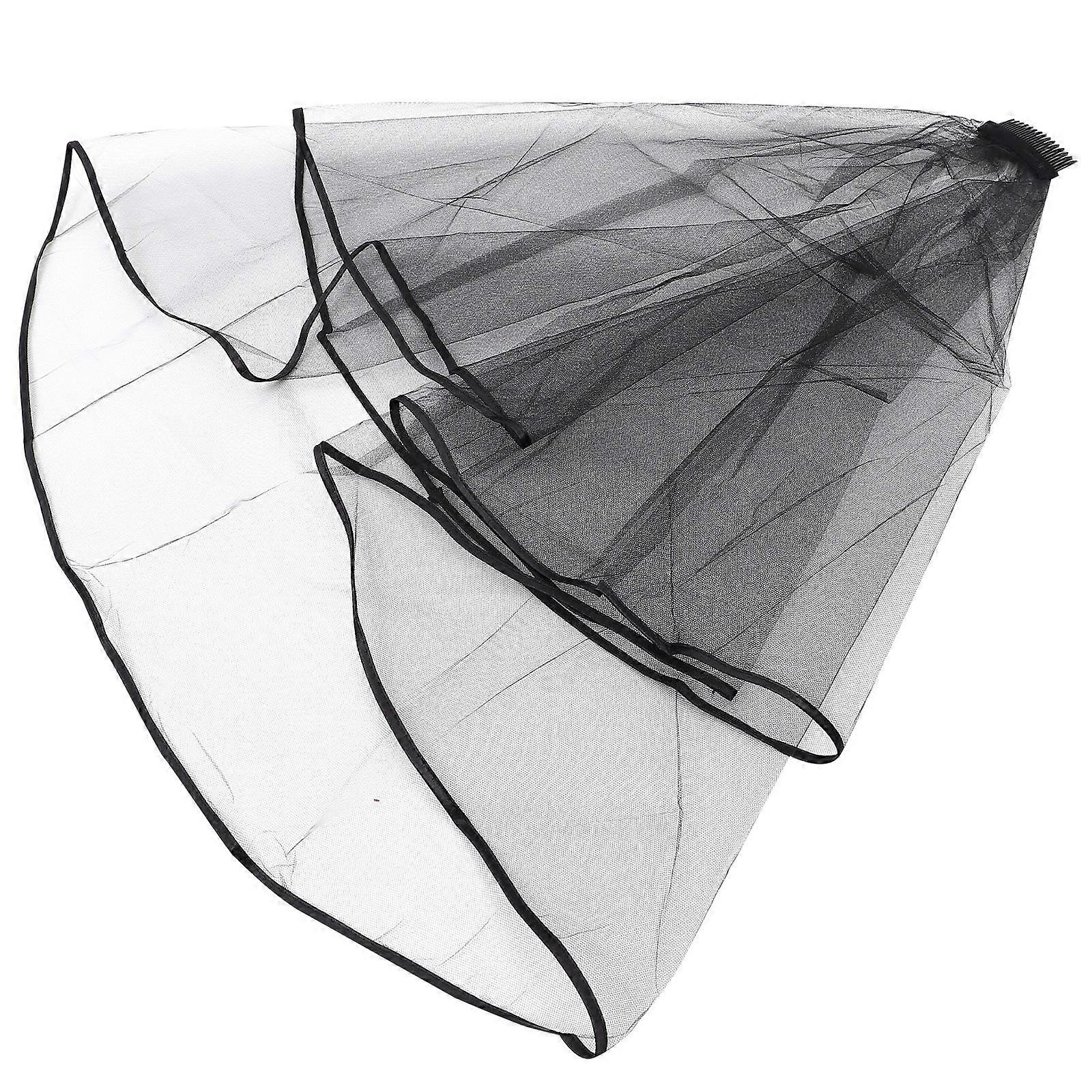 Short Double Layer Satin Wedding Veil for Bride with Comb