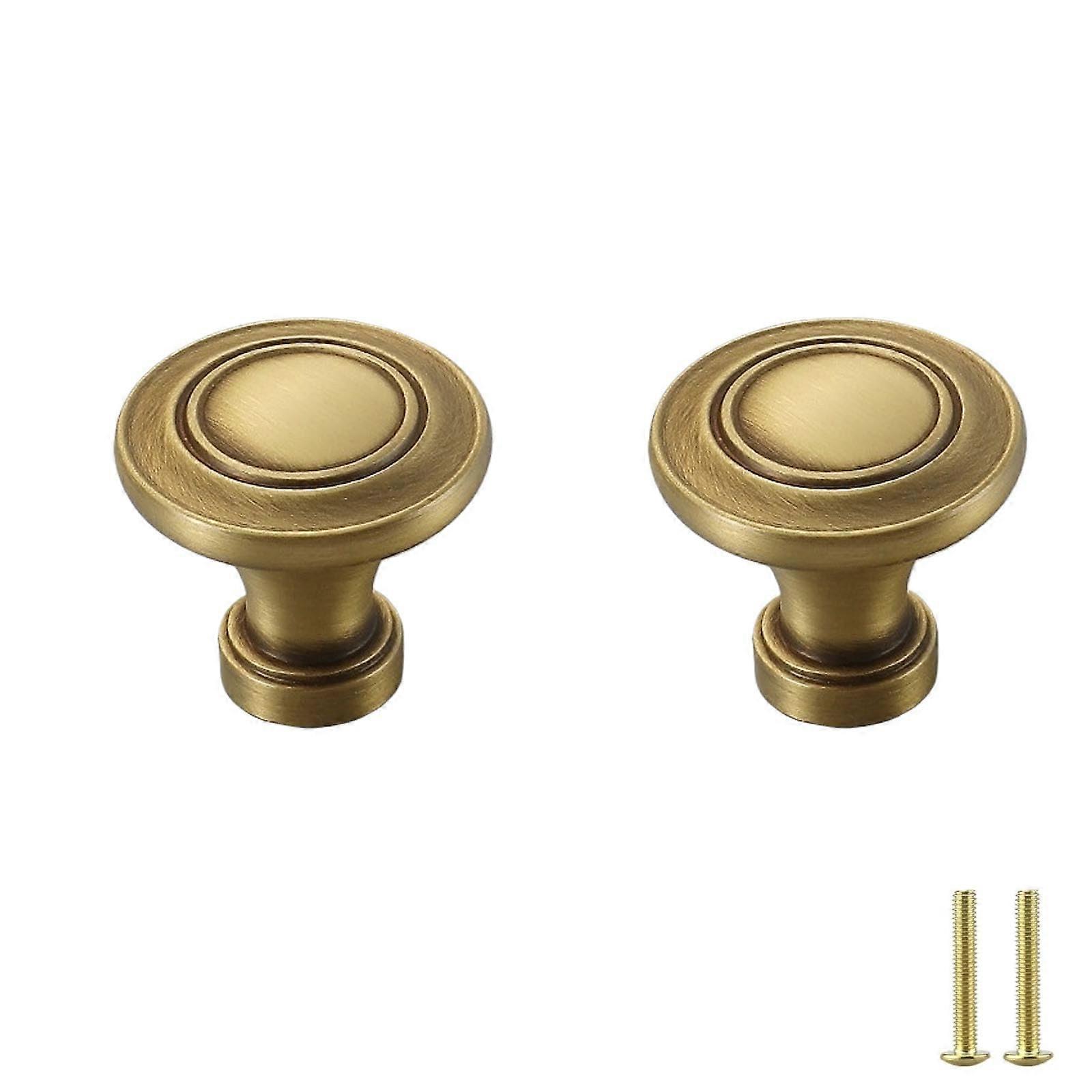 Vintage Brass Cabinet Knobs 32mm Solid Brass Drawer Knobs Single Hole Rust Resistant Furniture Handles