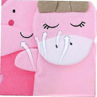 Bath Gloves Body Scrubbing Mitts Exfoliating 2pcs Composite Cotton Material in Pink with Elephant and Unicorn Shapes for Skin Exfoliation and Comforta