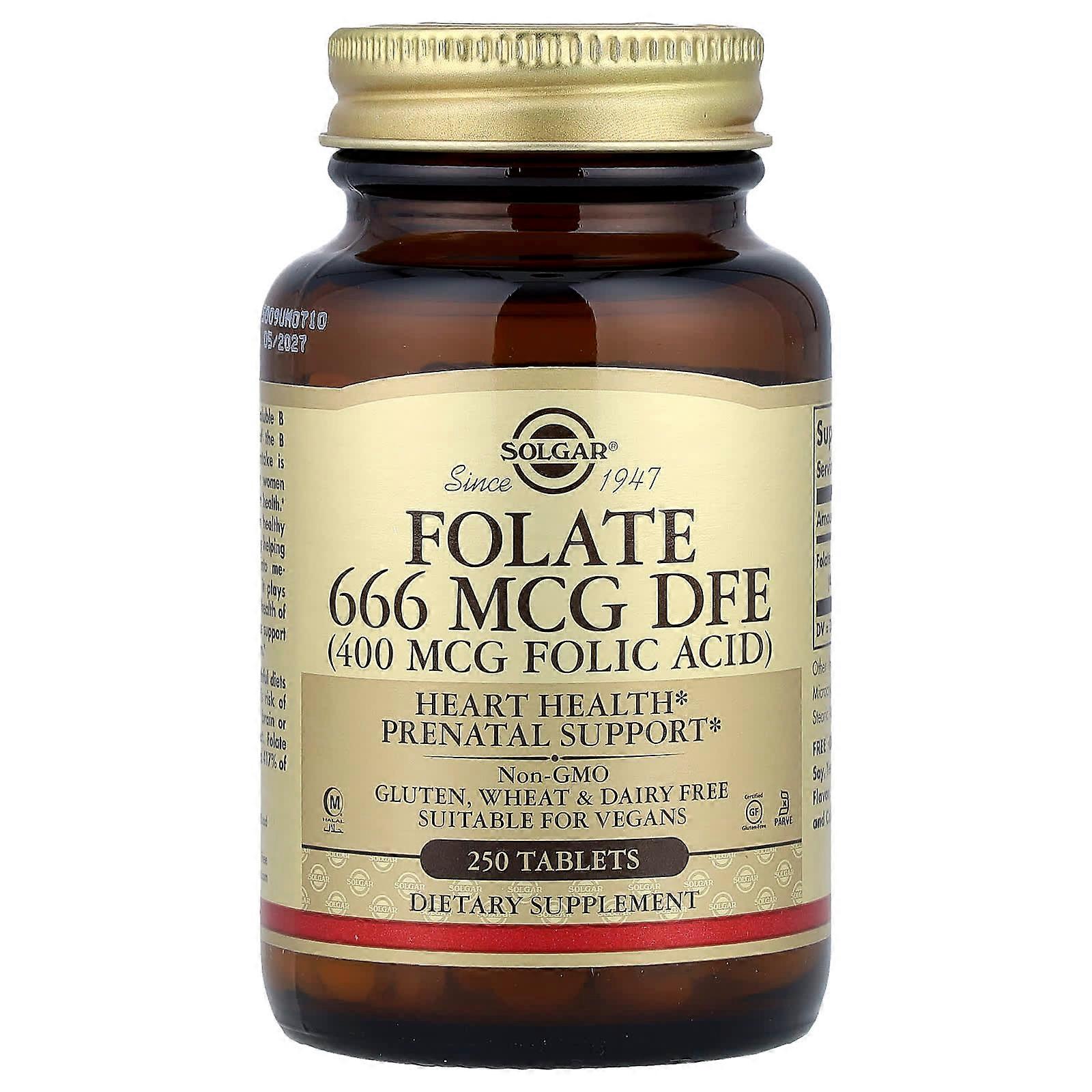 Solgar, Folate, 666 mcg DFE, 250 Tablets