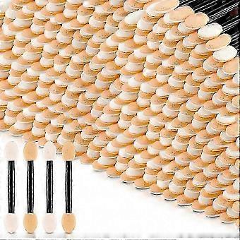 500 Pcs Disposable Eyeshadow Applicators, Dual Sided Eye Makeup Sponges with Plastic Handle, Soft Cosmetic Tools for Women, Black Skin White, 6.2 cm