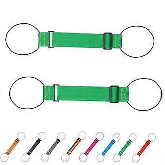 Adjustable Luggage Straps with Elastic Connector, Hands Bag Stacking Strap for Travel, Green 2PCS