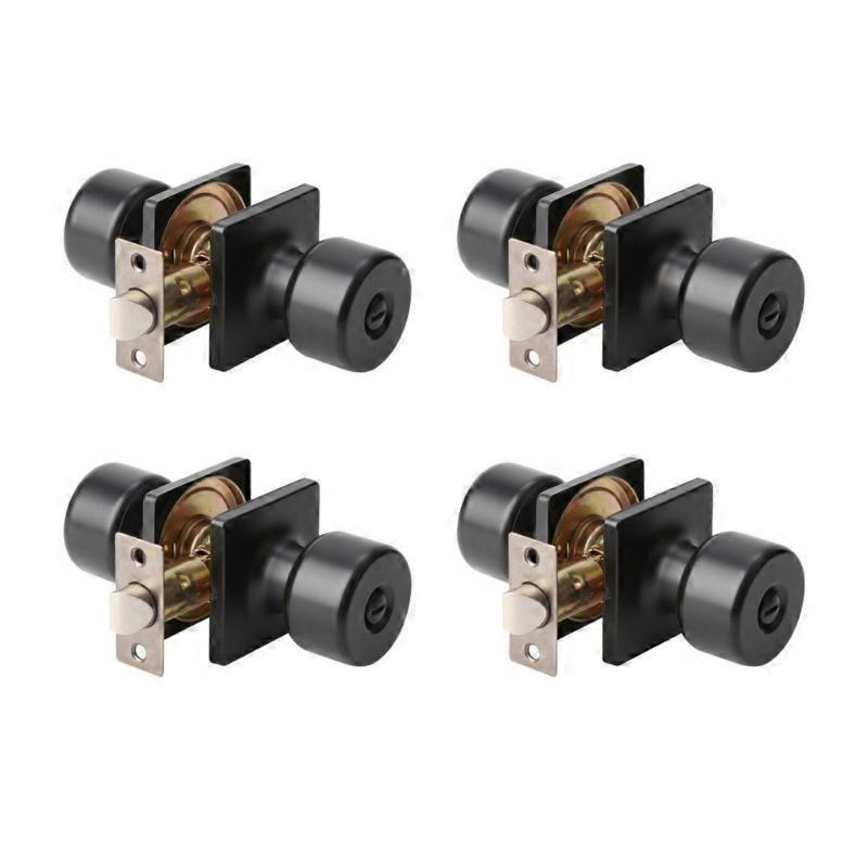 Multipurpose Without Key Privacy Door Knobs Matte Black With Modern Square Rosettes Convenient for Home Hardware Use