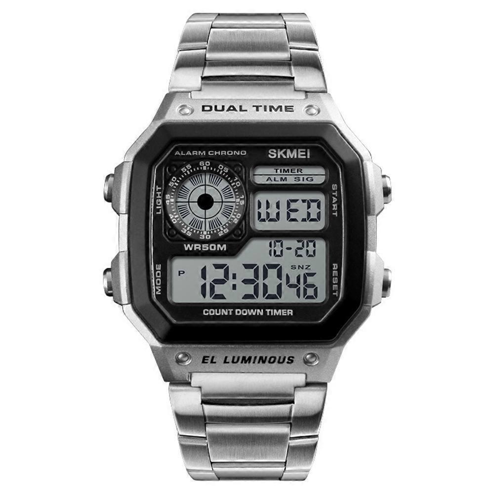 Men Digital Watch Stopwatch Countdown Alarm Luminous Watch